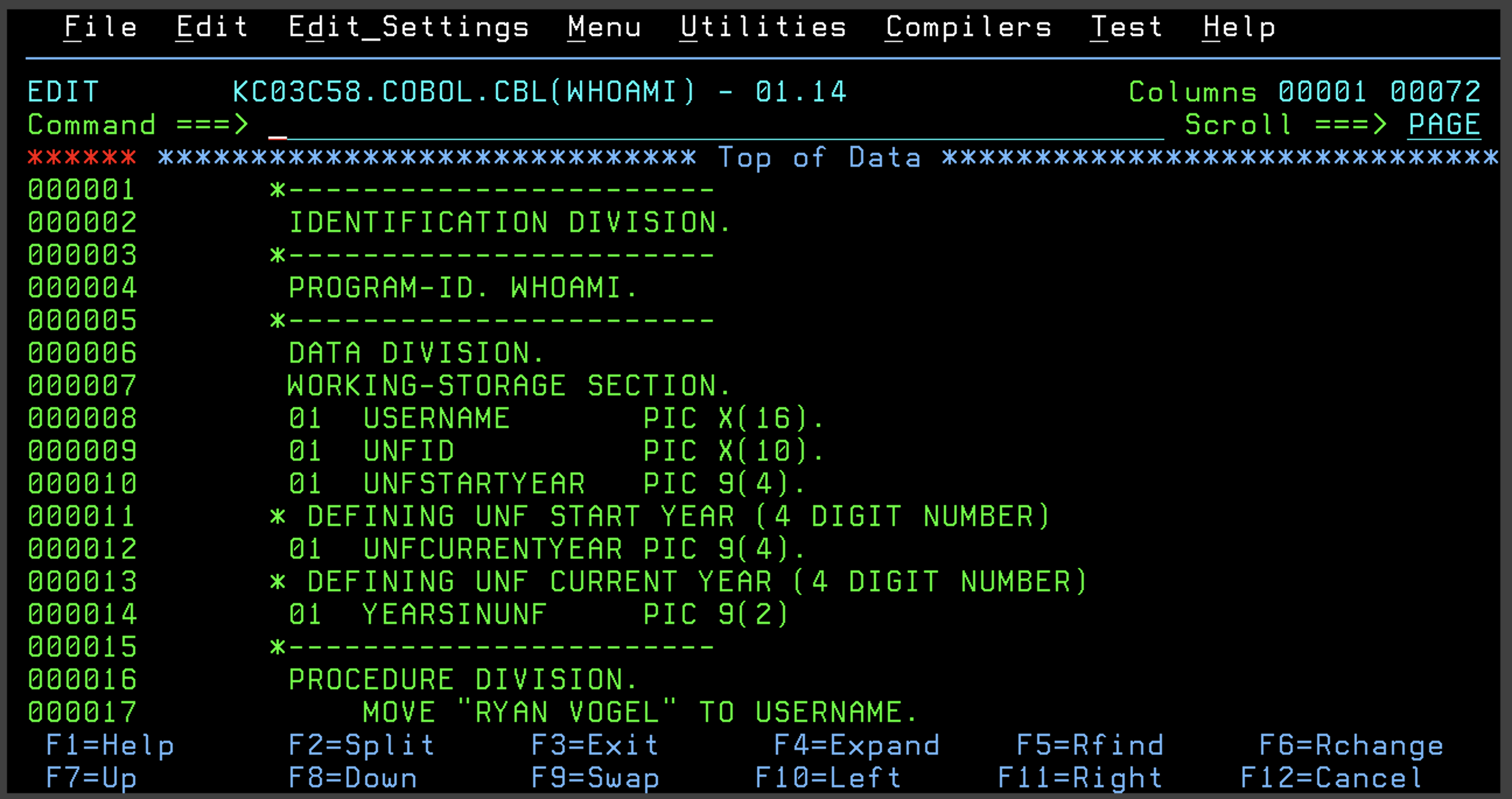 COBOL Project 1 Output