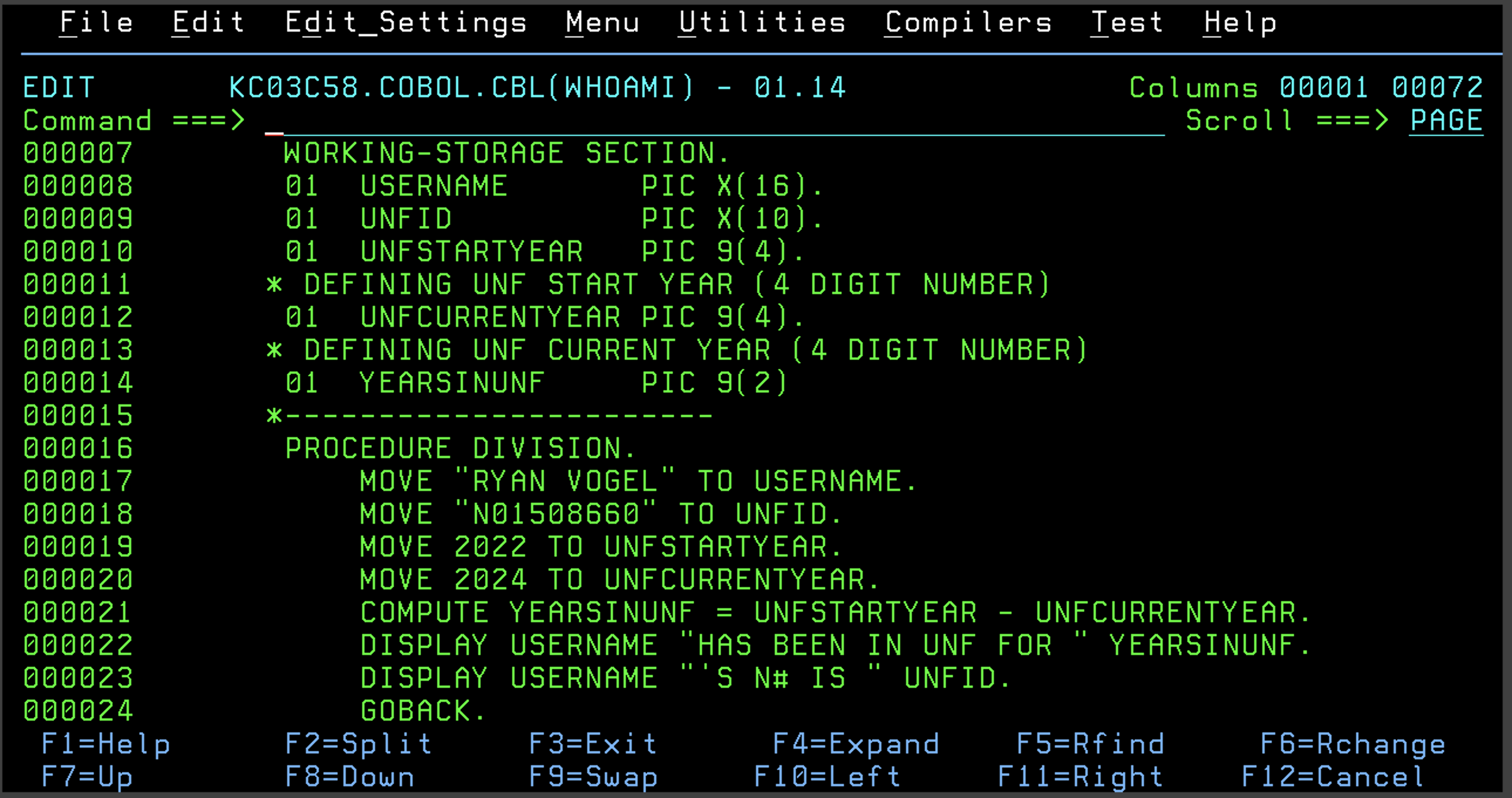 COBOL Project 1 Code
