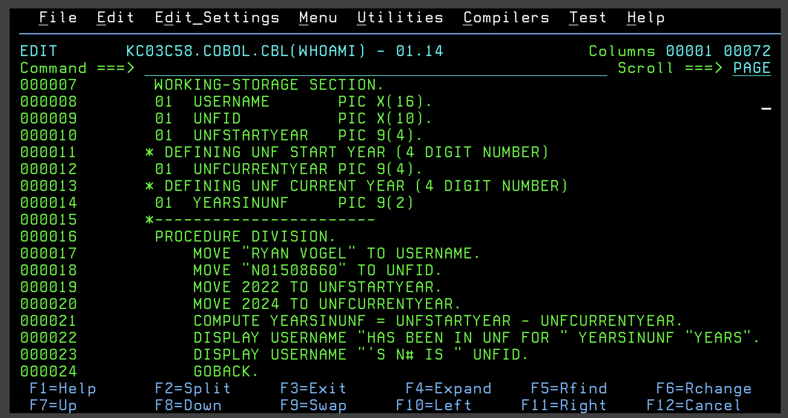 COBOL Project 1 Code